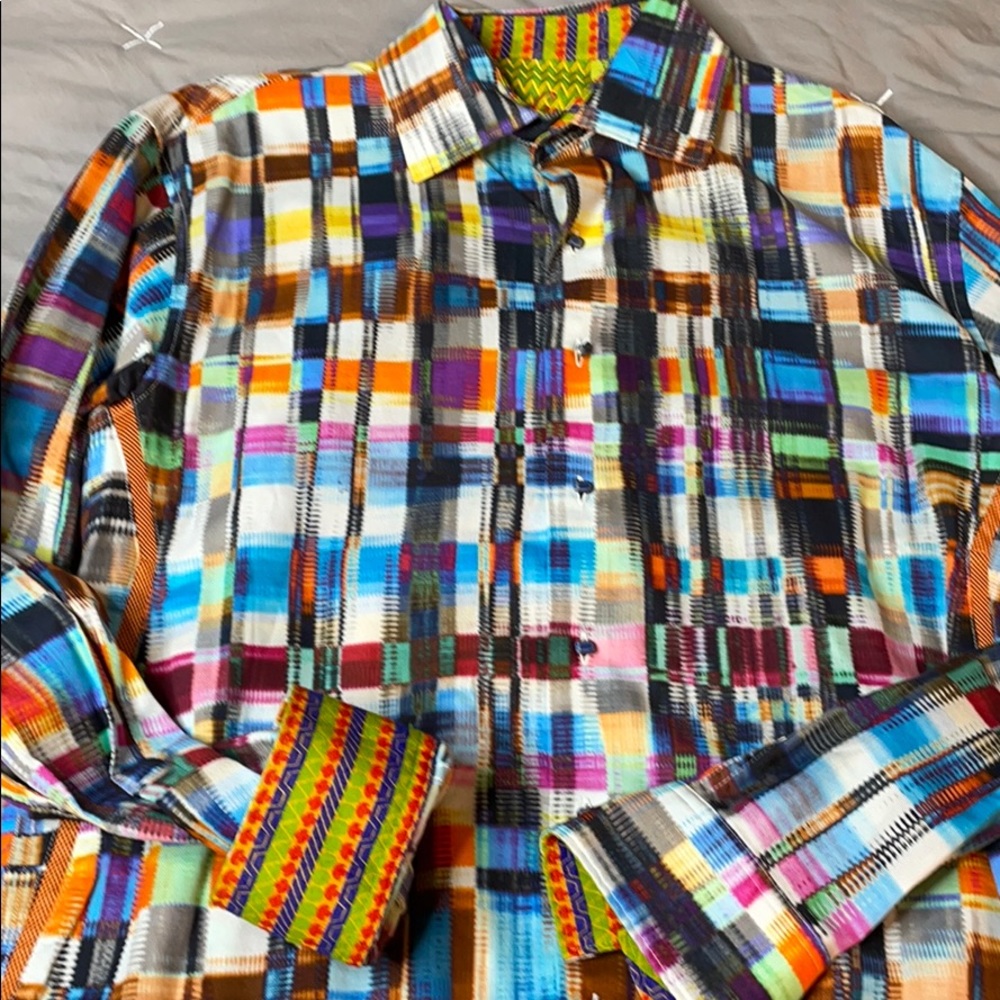 Robert Graham Multicolor Plaid Casual Button Down Shirt